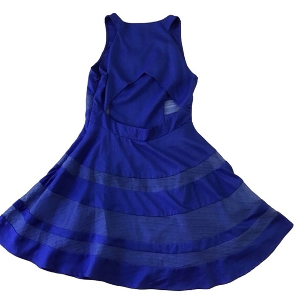 L’atiste by Amy cerulean blue dress fit&flare open back sleeveless sheer medium - Picture 6 of 15